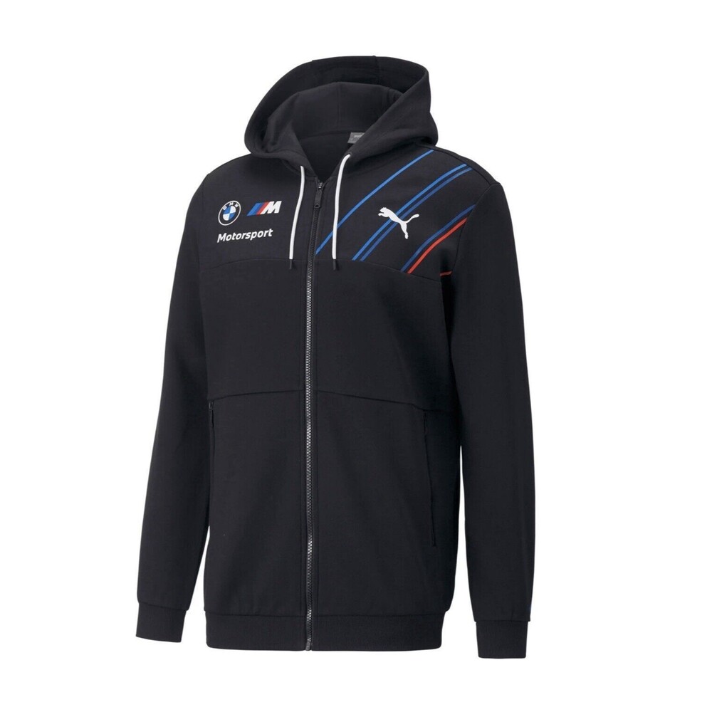 BMW Motorsports Men's Team Full Zip Hooded Sweatshirt- Gray LARGE